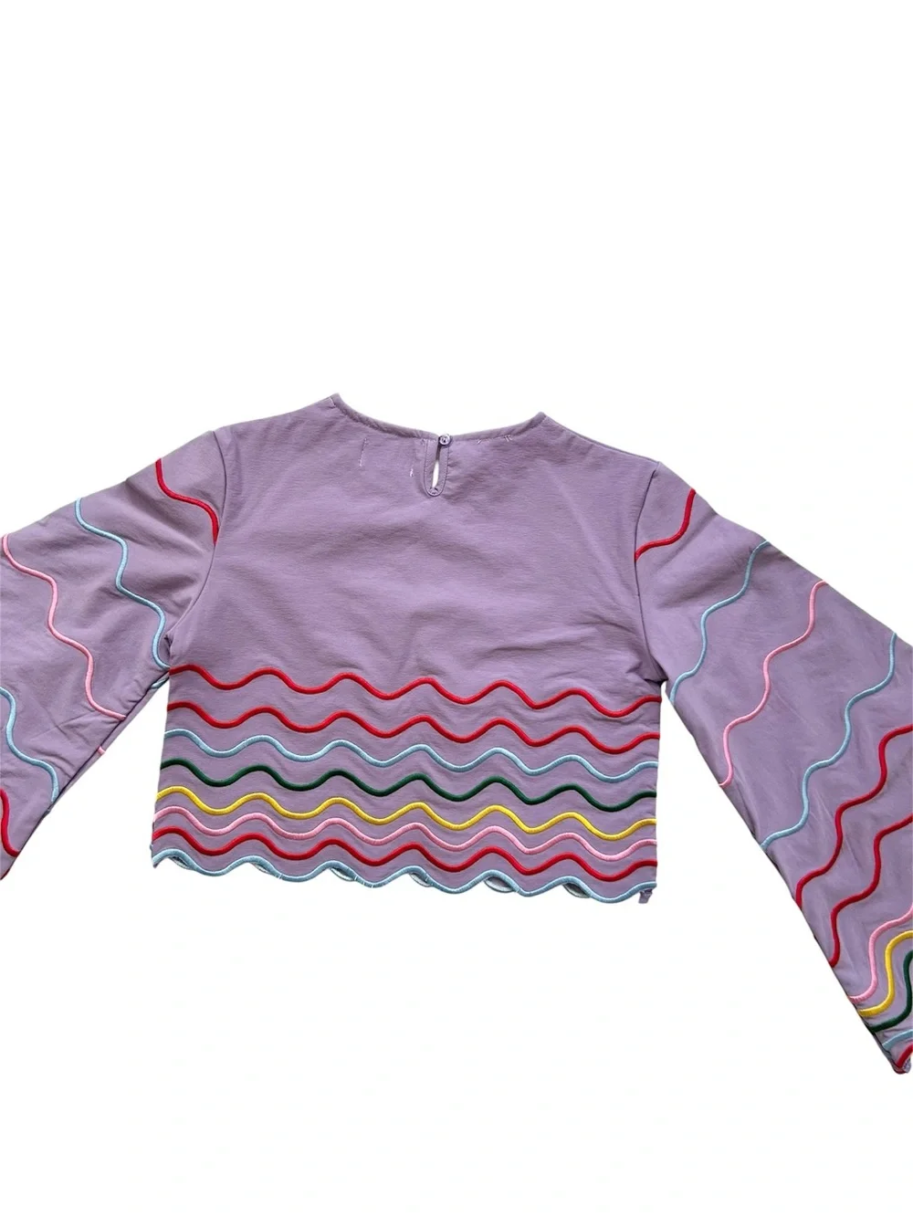 Lola and The Boys Rainbow Wave Short Set Purple With Multicolor Stitching Sz 12